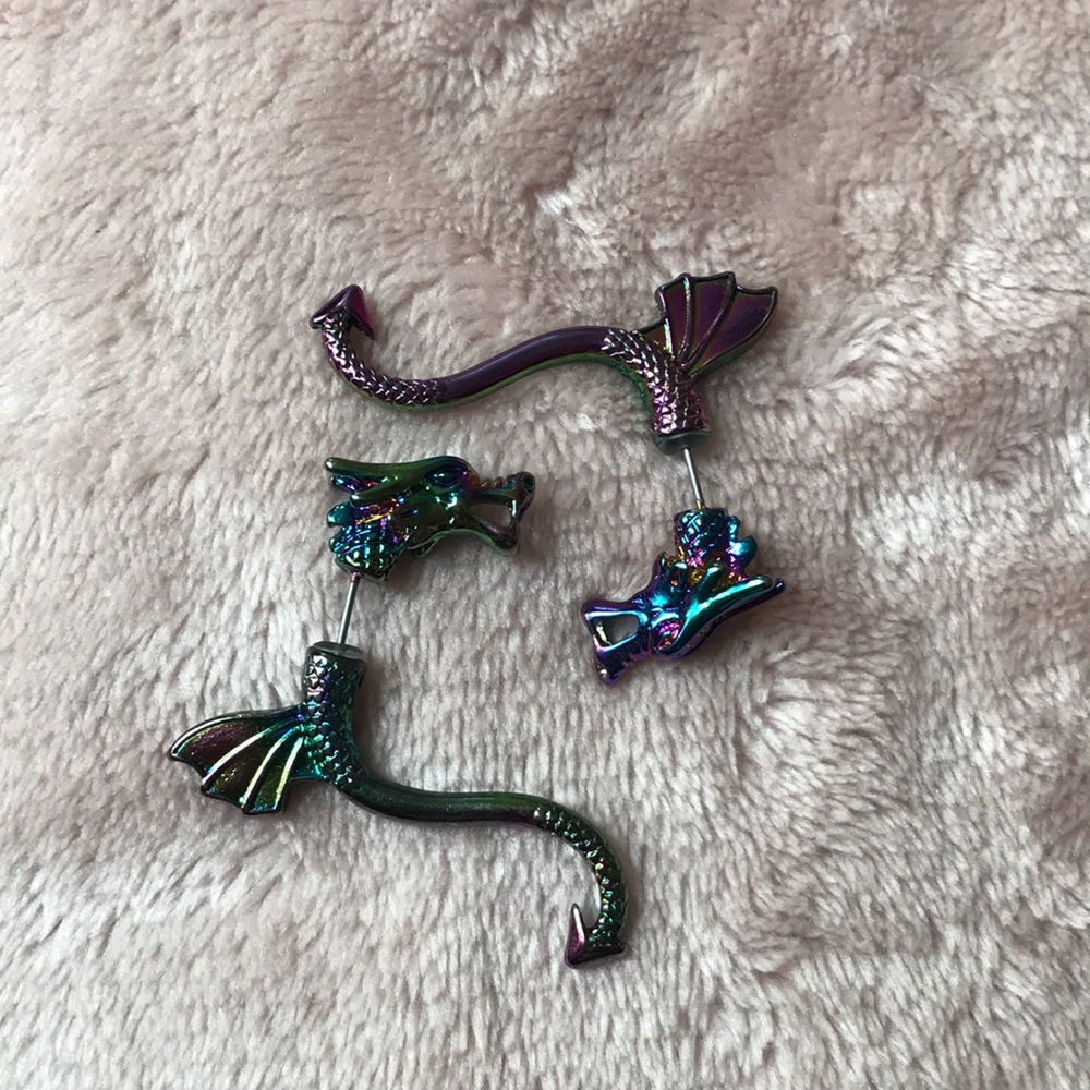 Holographic Dragon earrings